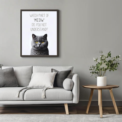 Posterizer 1 pcs-Which Part of Meow Do You Not Understand-for cat lovers-Comedy Art-Art for Animal Lovers- UNFRAMED Wall Art...